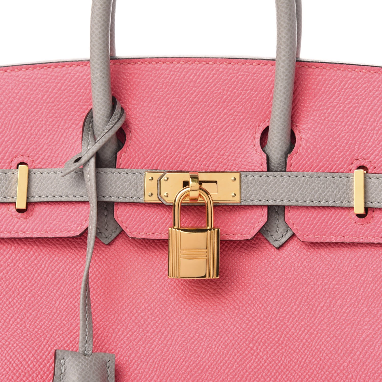 Hermes Epsom Horseshoe Birkin 25 Rose Azalee Gris Mouette 10 of 10