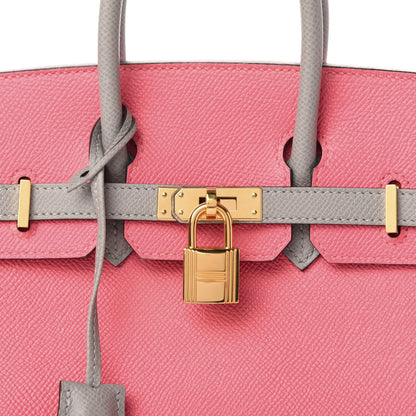 Hermes Epsom Horseshoe Birkin 25 Rose Azalee Gris Mouette 10 of 10