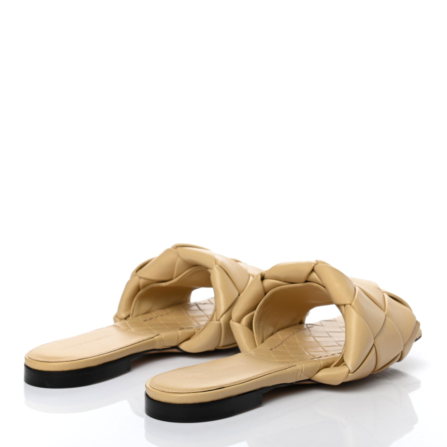 Nappa Maxi Intrecciato Lido Flat Sandals 39 Cane Sugar