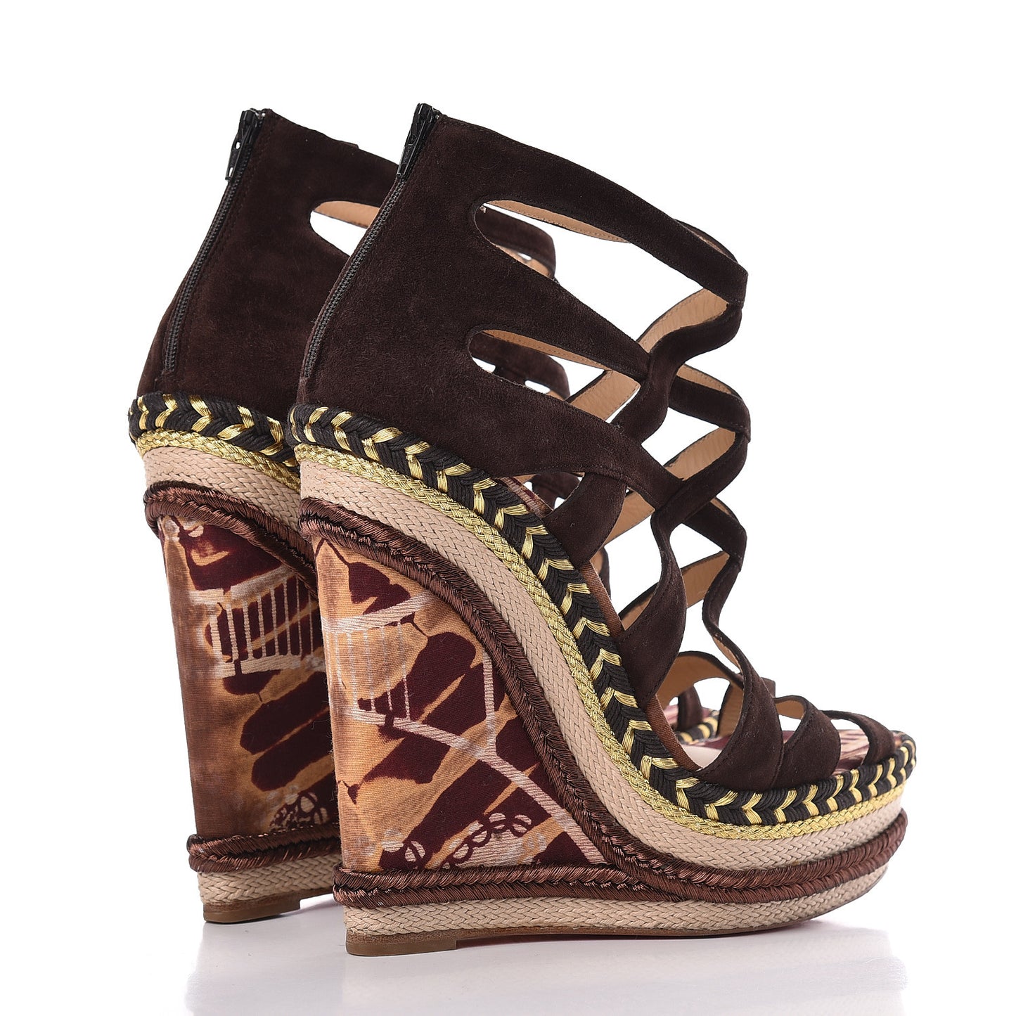 Suede Tosca 140 Platform Wedge Sandals 38 Chocolate