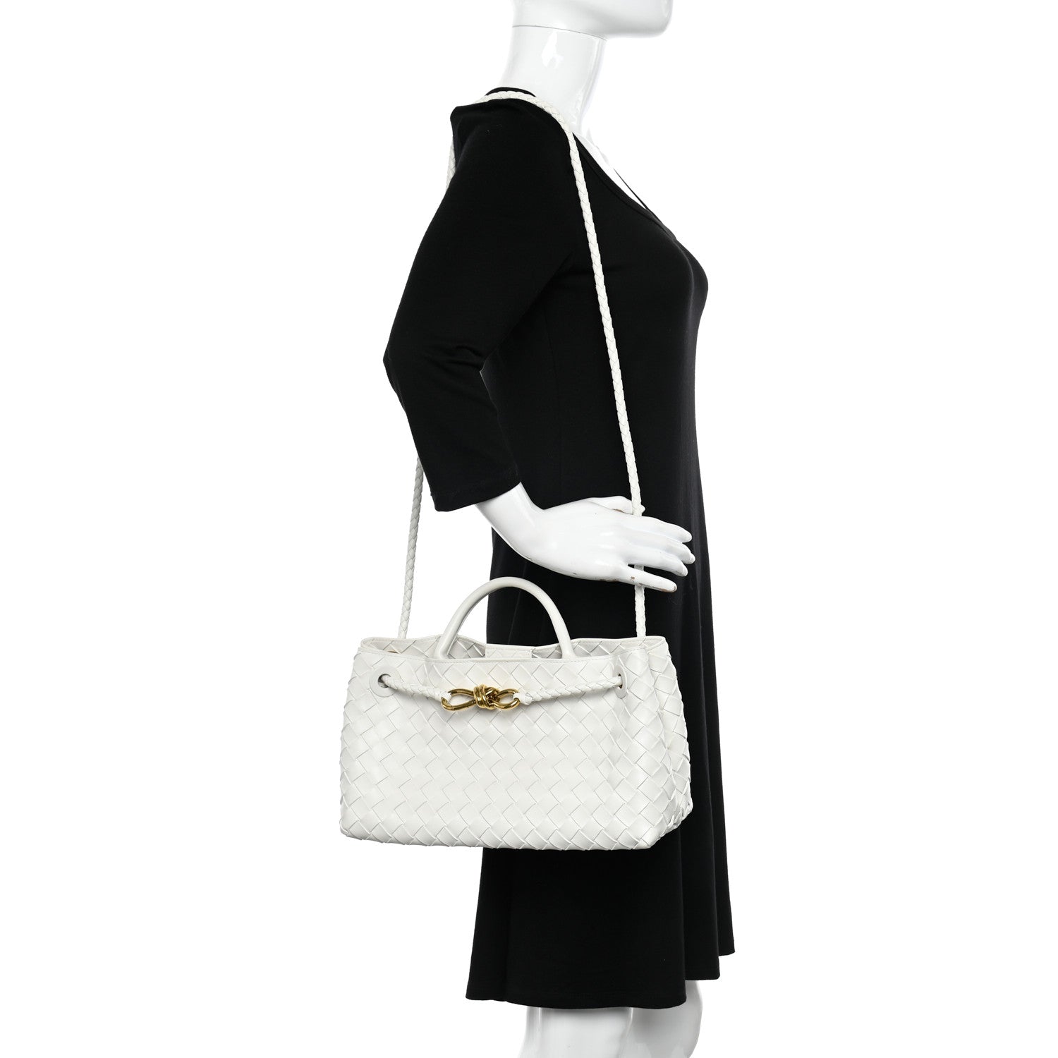 Bottega Veneta Nappa Intrecciato Small East West Andiamo Shoulder Bag White 2 of 9