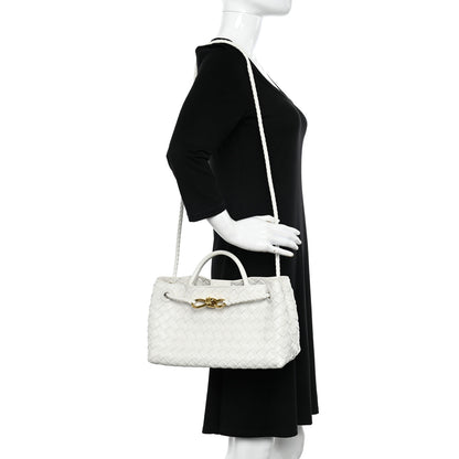 Bottega Veneta Nappa Intrecciato Small East West Andiamo Shoulder Bag White 2 of 9