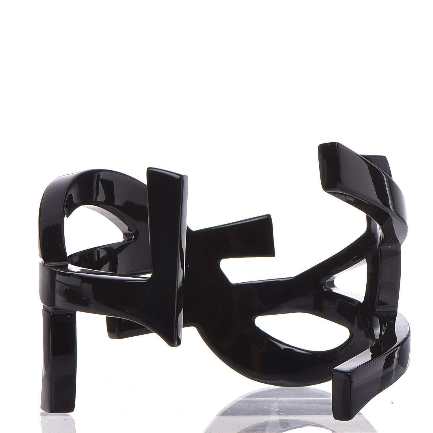 Saint Laurent Brass Monogram Medium Cuff Bracelet Black 4 of 5