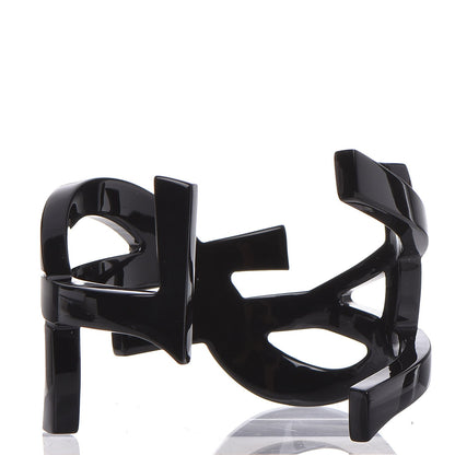 Saint Laurent Brass Monogram Medium Cuff Bracelet Black 4 of 5