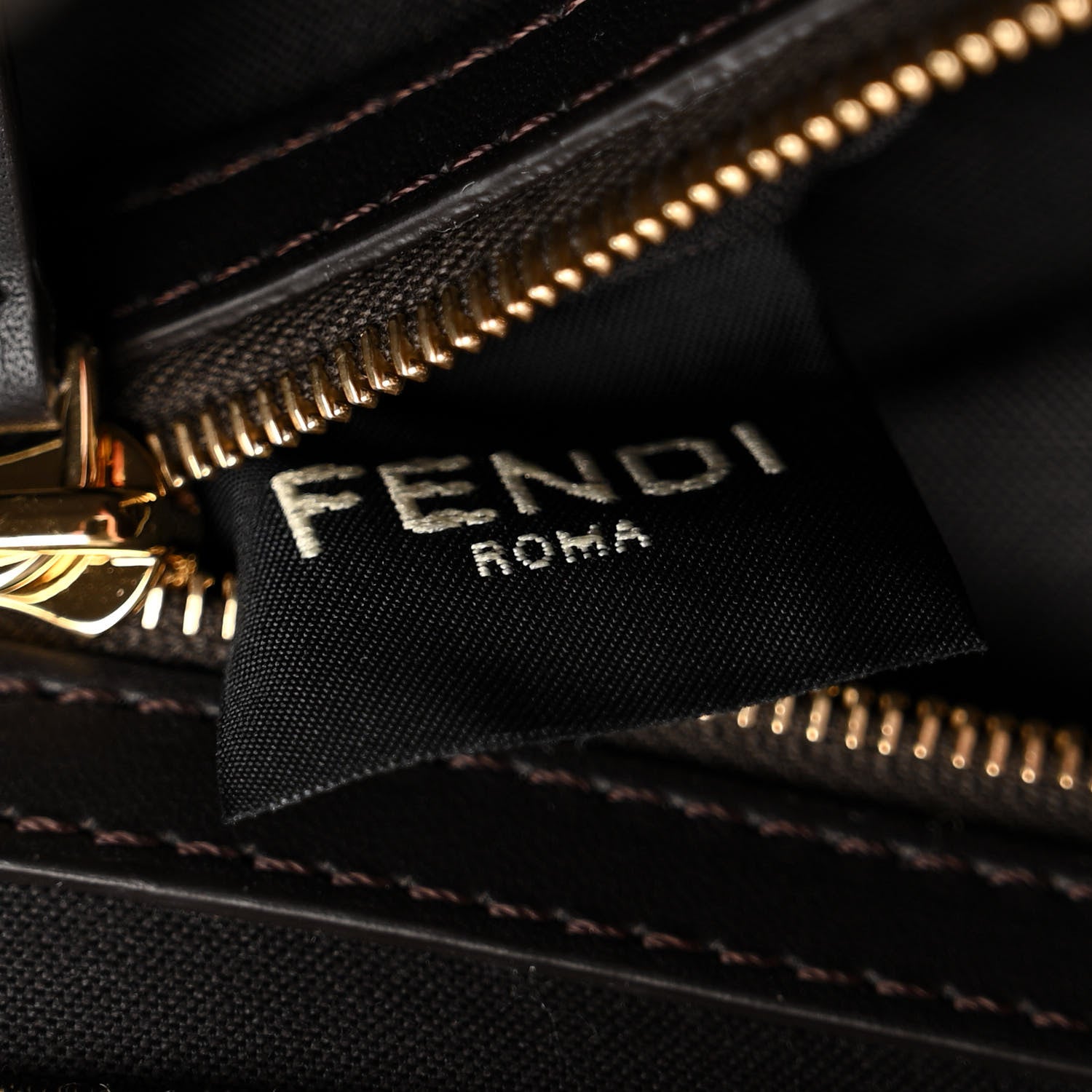 Fendi Fabric Jacquard Paillettes Vitello Seta FF Baguette Testa di Moro Real Ebano 8 of 11