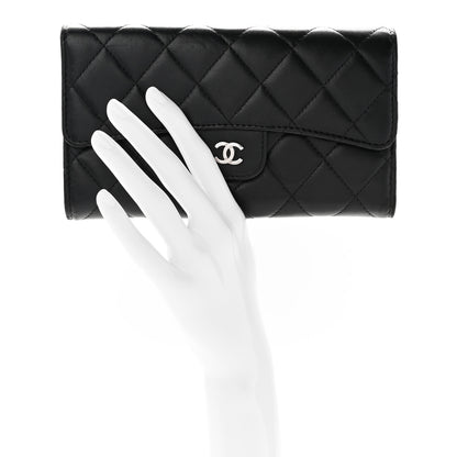 Chanel Lambskin Quilted Large Flap Wallet Black 2 of 10