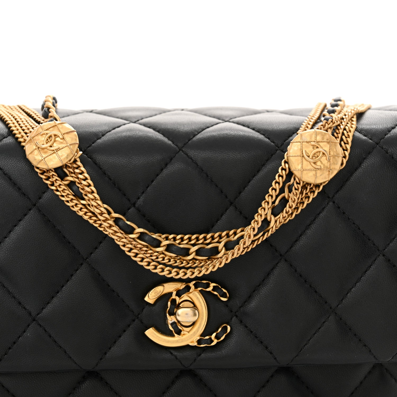 Chanel Lambskin Quilted Mini Medallion Multi Chain Flap Black 8 of 11