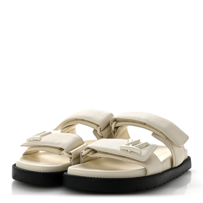 Louis Vuitton Grained Calfskin Sunset Comfort Flat Sandals  36 Light Beige 4 of 9