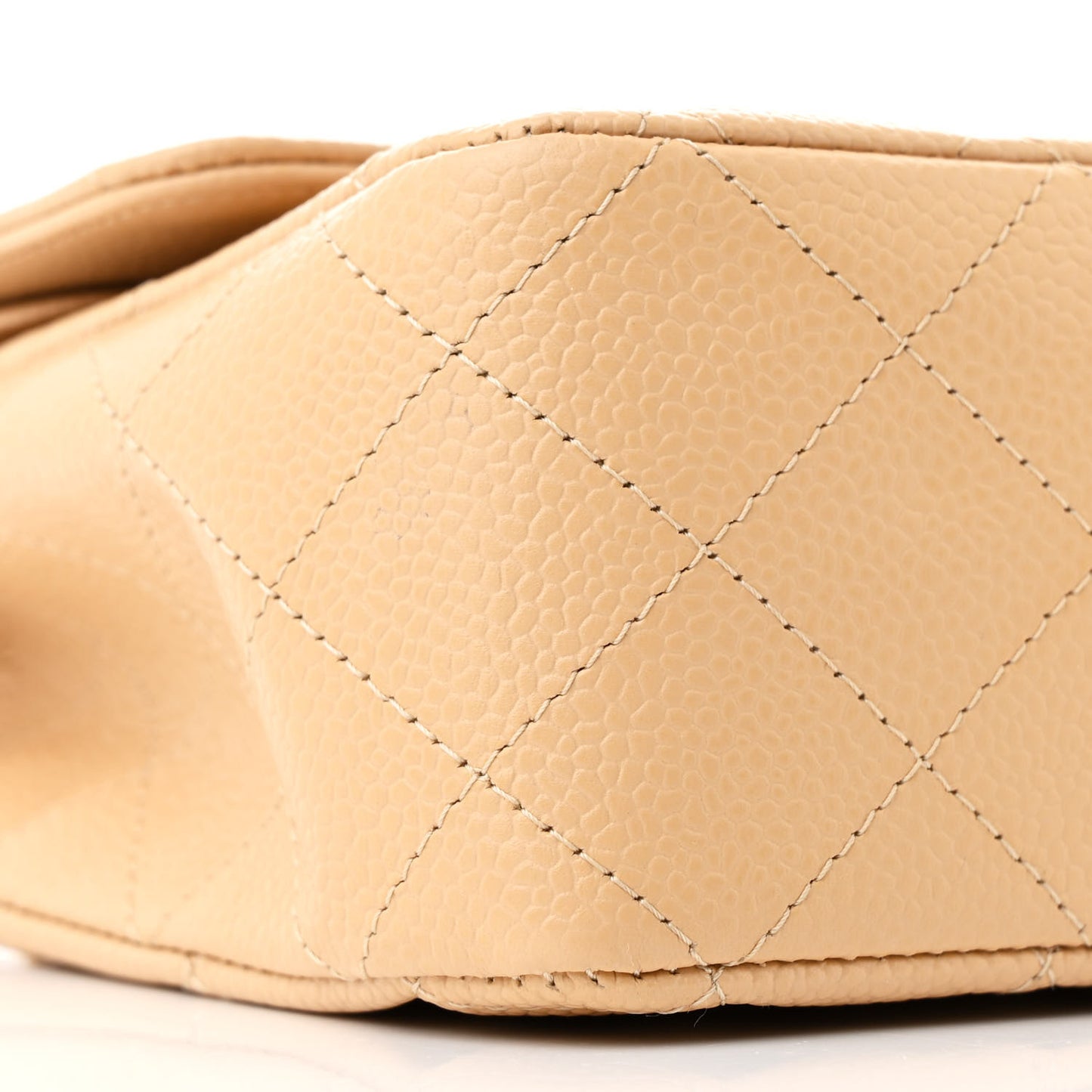 Caviar Quilted Medium Double Flap Beige