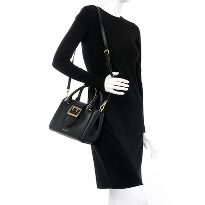 Burberry Soft Grain Calfskin Small Buckle Tote Black 3 of 14