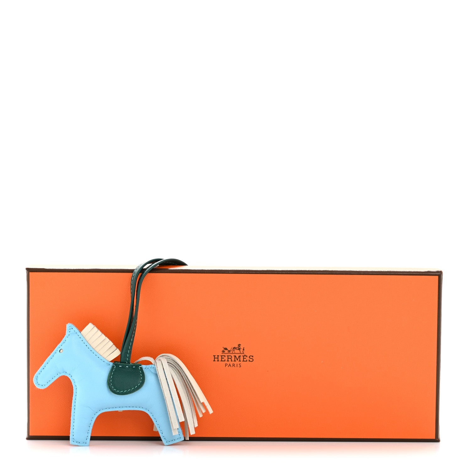 Hermes Milo Lambskin Grigri Rodeo Horse Bag Charm PM Celeste Malachite Craie 4 of 4