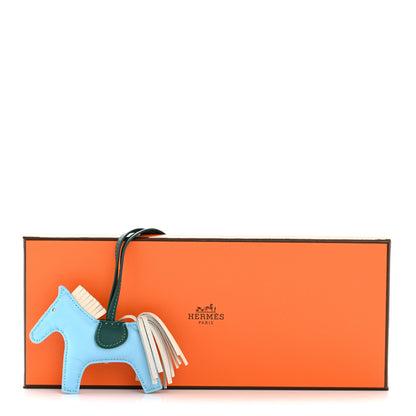 Hermes Milo Lambskin Grigri Rodeo Horse Bag Charm PM Celeste Malachite Craie 4 of 4