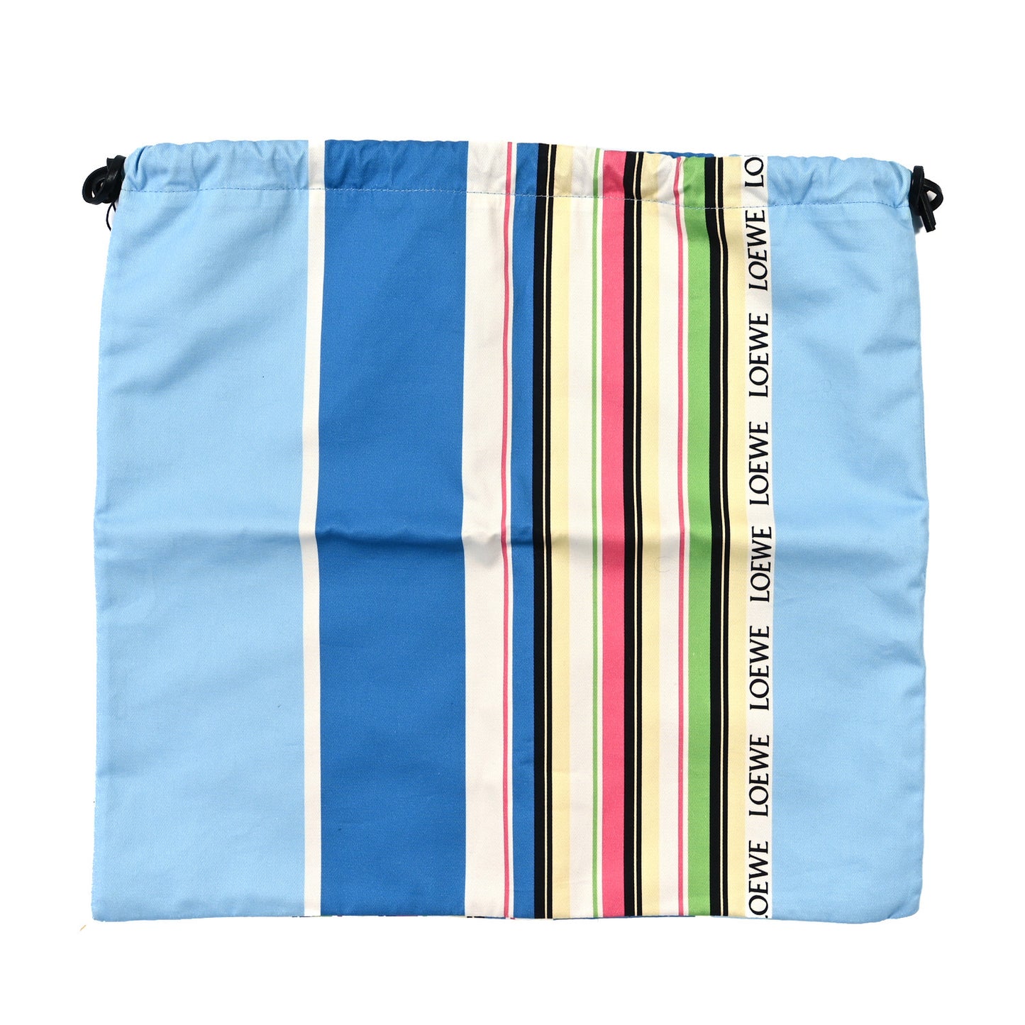 Canvas Striped Large Drawstring Pouch Blue Multicolor