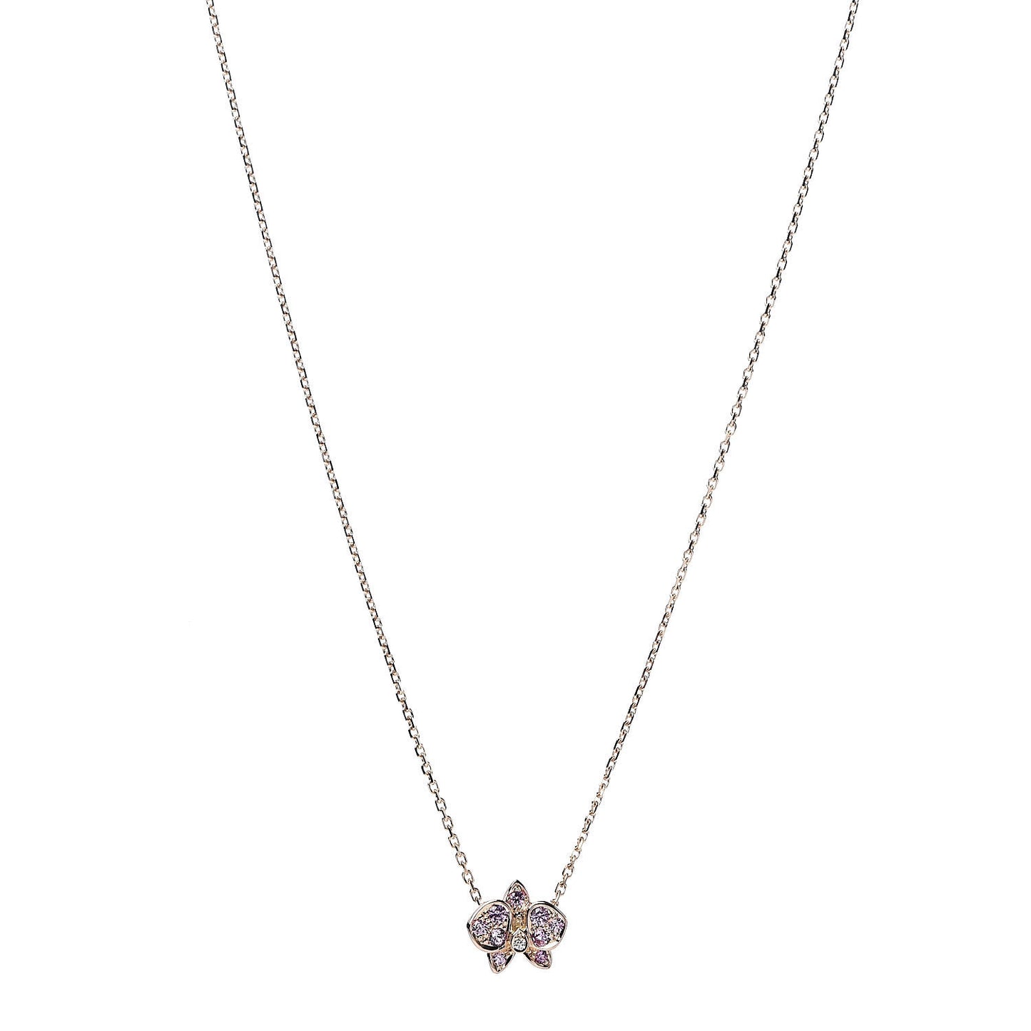 18K Pink Gold Pink Sapphire Diamond Caresse D'Orchidees Par Necklace