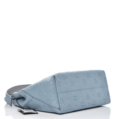 MCM Grained Calfskin Monogram Medium Klara Hobo Sky Blue 4 of 8
