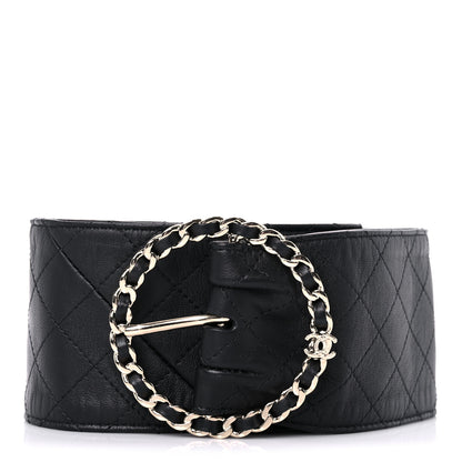 Chanel Lambskin Stitched Chain Belt 95 38 Black 1 of 7