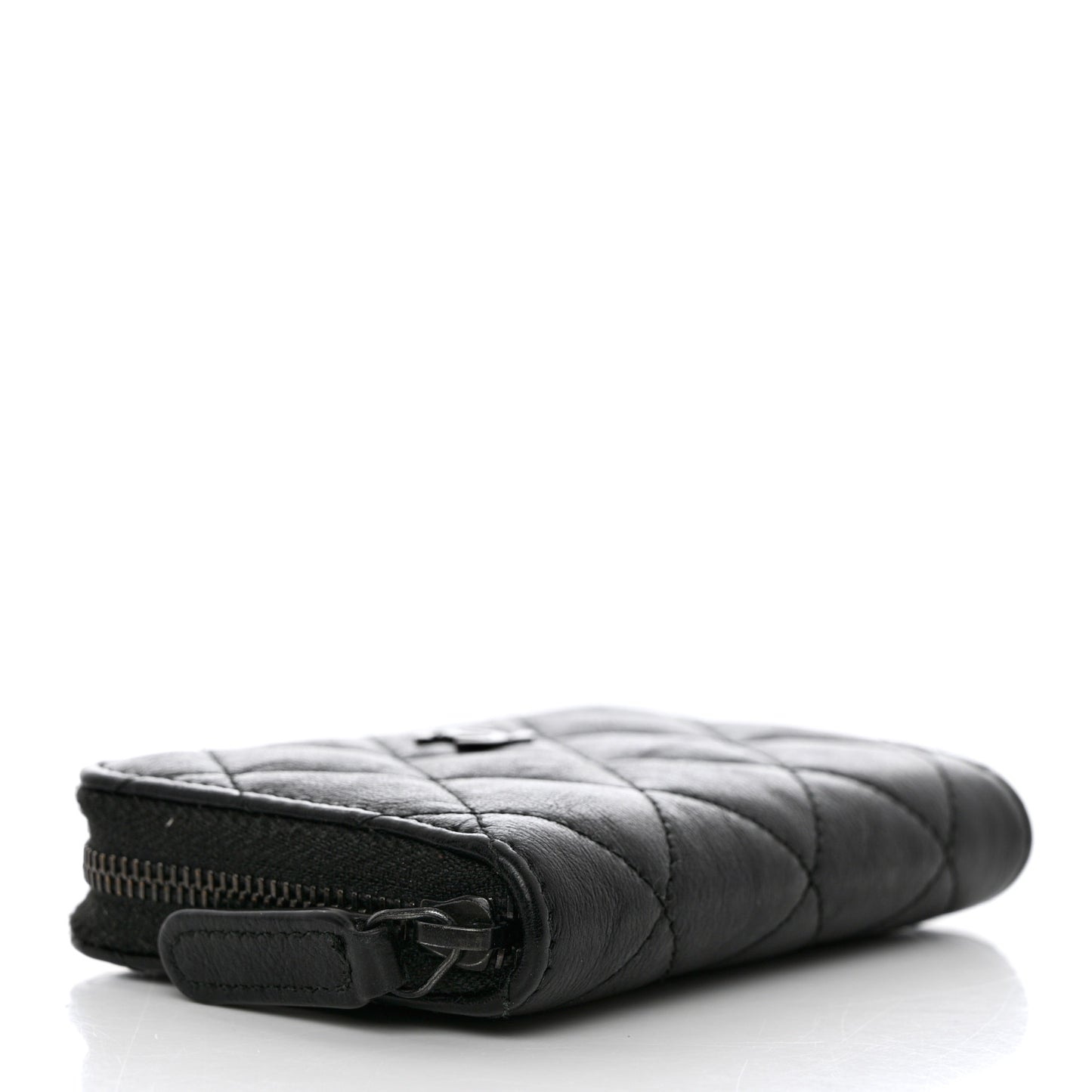 Calfskin Quilted Zip Coin Purse So Black
