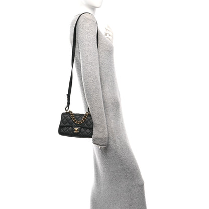 Chanel Shiny Sheepskin Quilted Mini Trapezio Flap Black 2 of 10