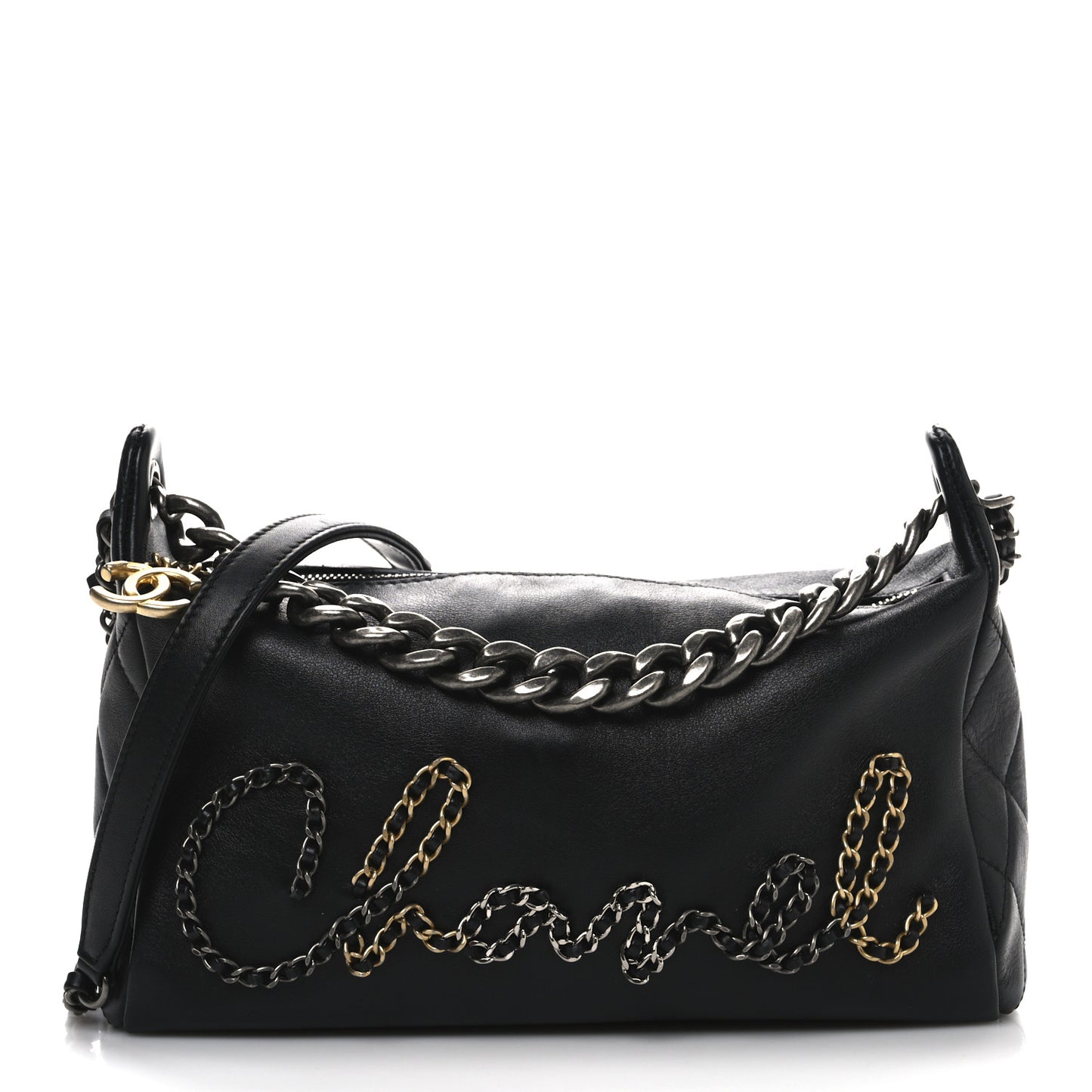 Calfskin Chain 20s Signature Hobo Black
