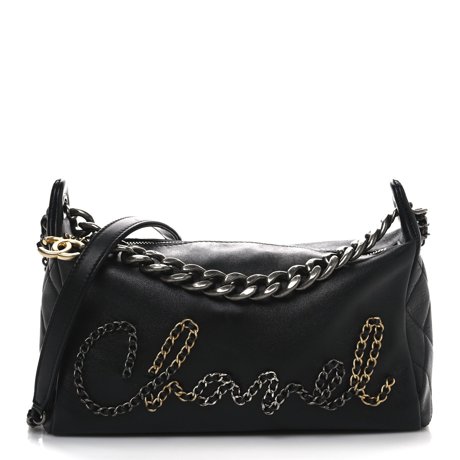 Chanel Calfskin Chain 20s Signature Hobo Black 1 of 12