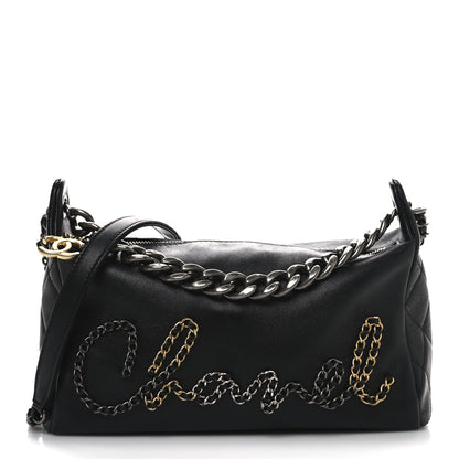 Chanel Calfskin Chain 20s Signature Hobo Black 1 of 12