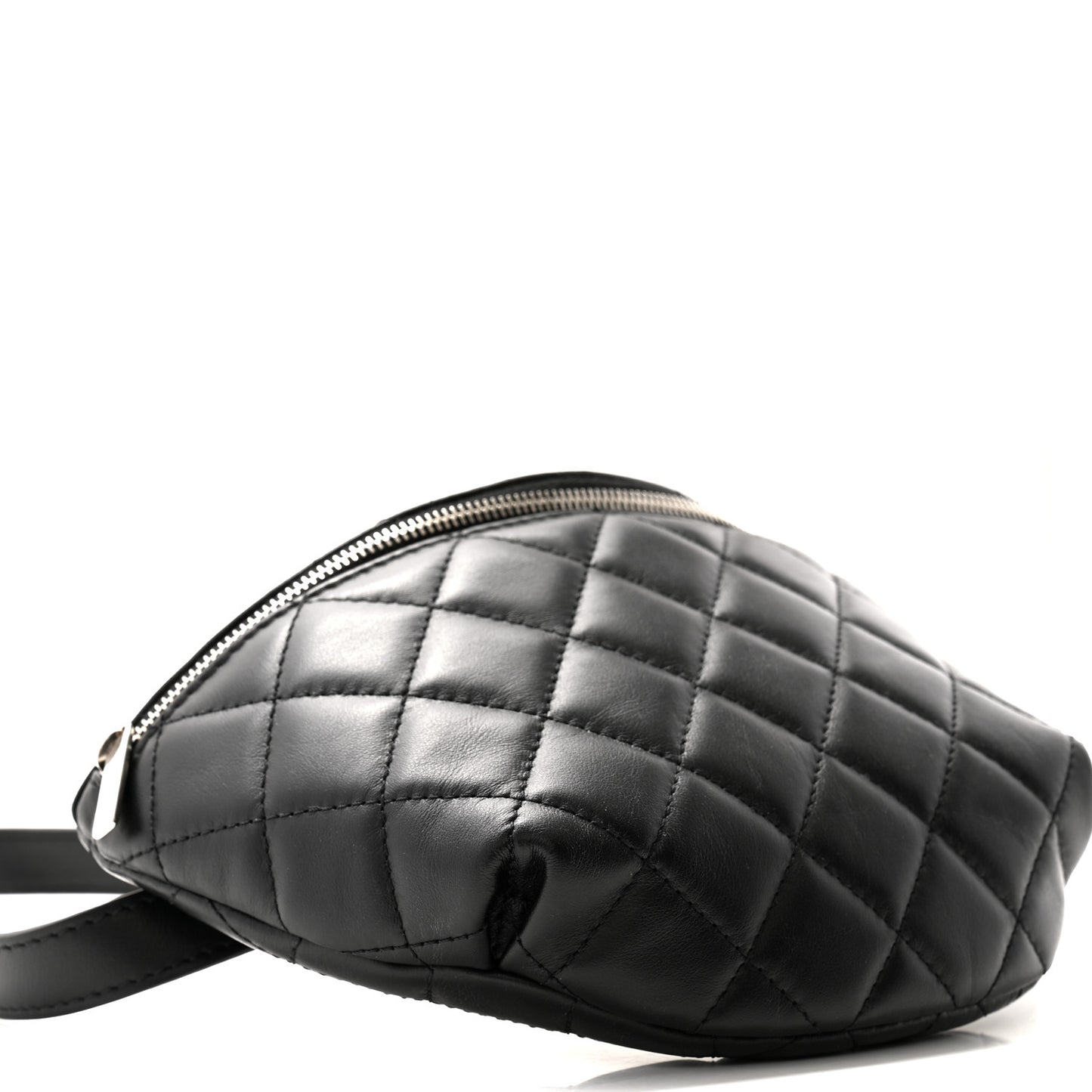 Calfskin Quilted Waist Belt Bag Black