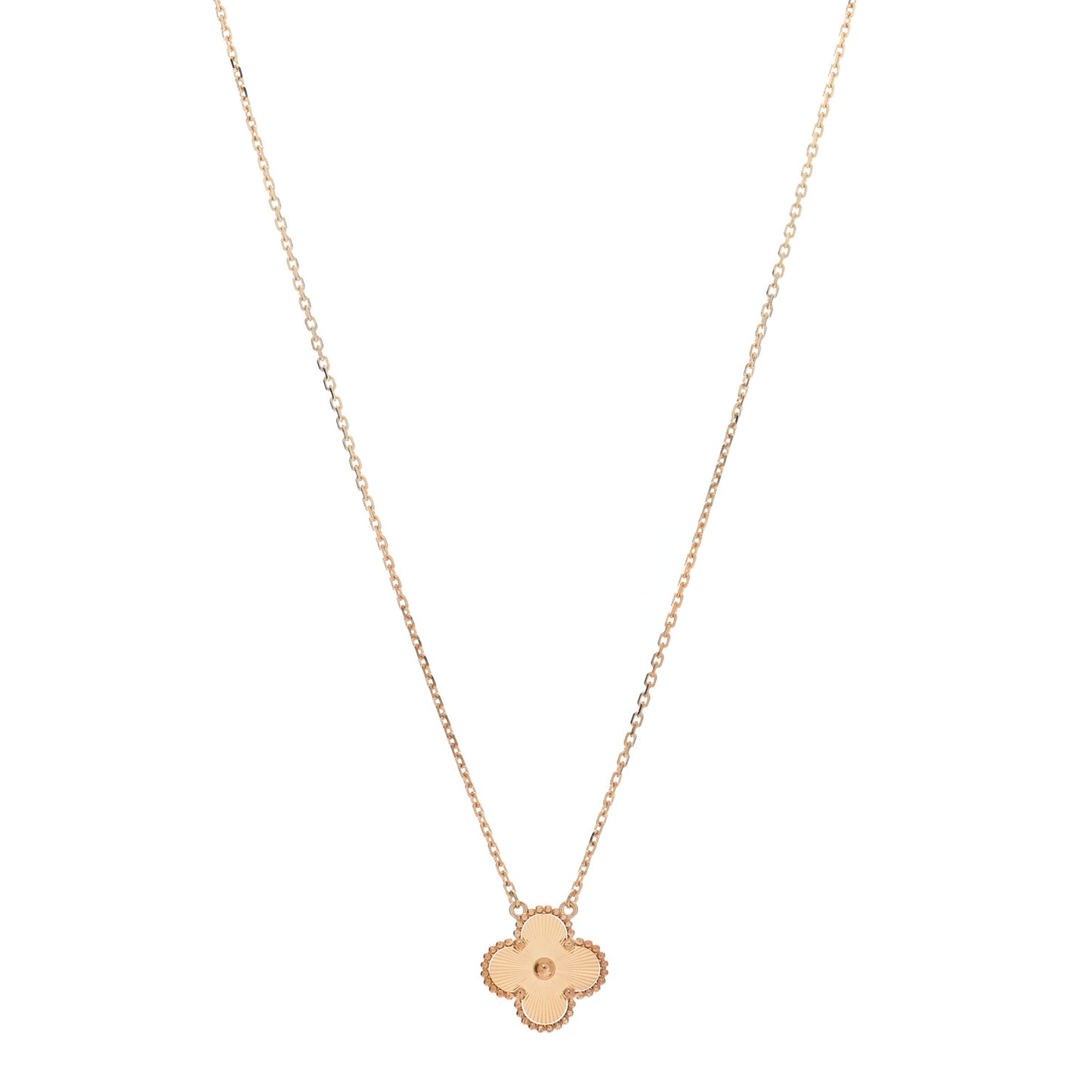 18K Yellow Gold Guilloche Vintage Alhambra Pendant Necklace