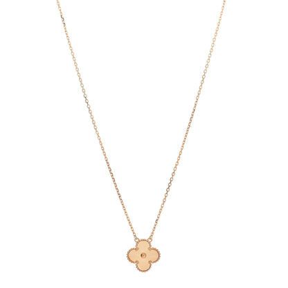 Van Cleef & Arpels 18K Yellow Gold Guilloche Vintage Alhambra Pendant Necklace 1 of 5