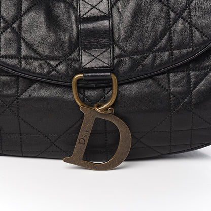 Christian Dior Lambskin Cannage Flap Bag Black 10 of 12