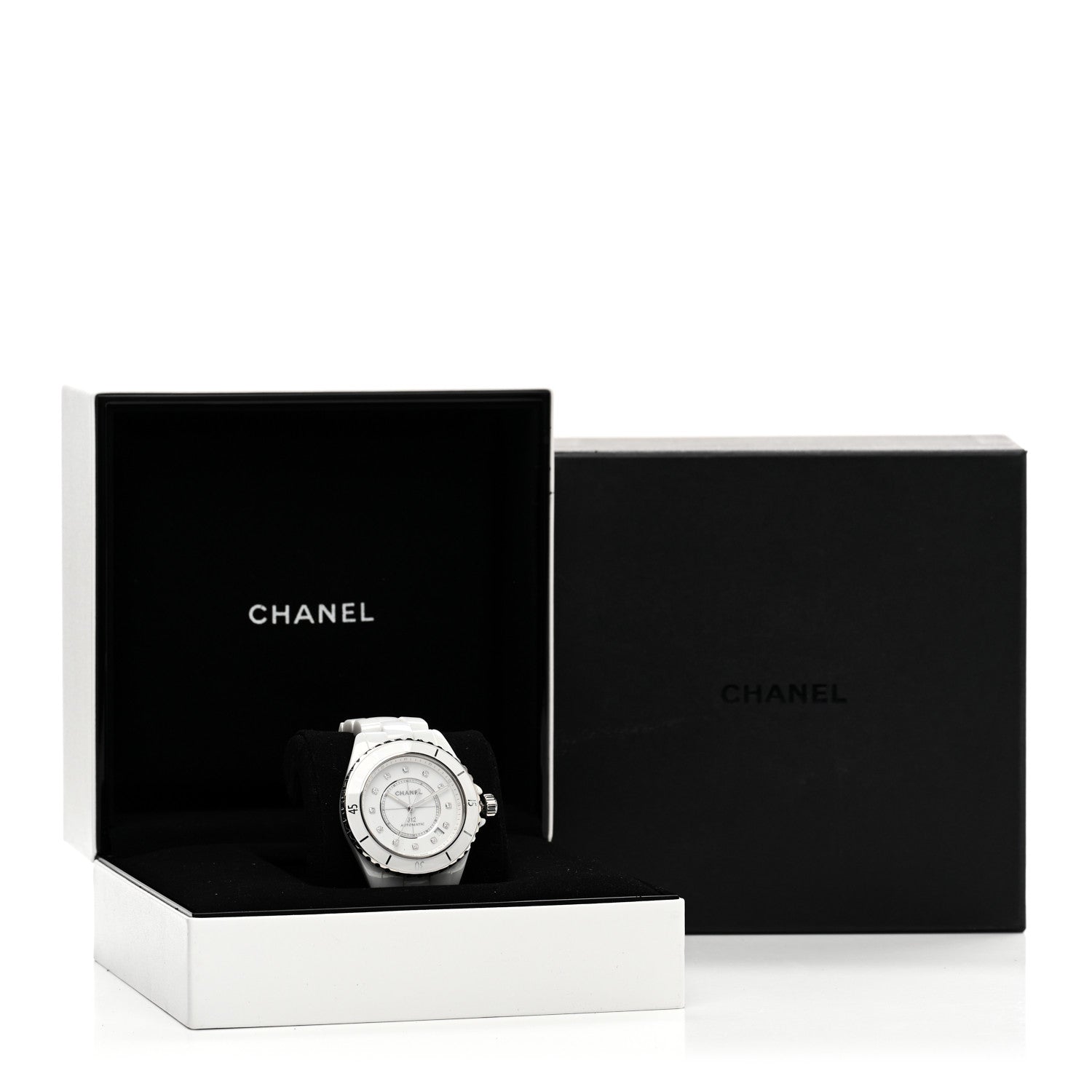 Chanel Stainless Steel Ceramic Diamond 38mm J12 Automatic Watch White 5 of 5