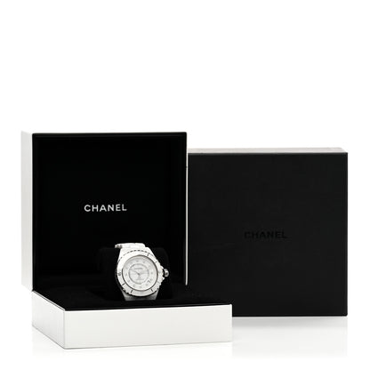 Chanel Stainless Steel Ceramic Diamond 38mm J12 Automatic Watch White 5 of 5