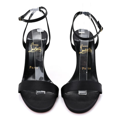 Christian Louboutin Satin Glossy Lipgloss Queen 100 Sandals 39 Black 2 of 11