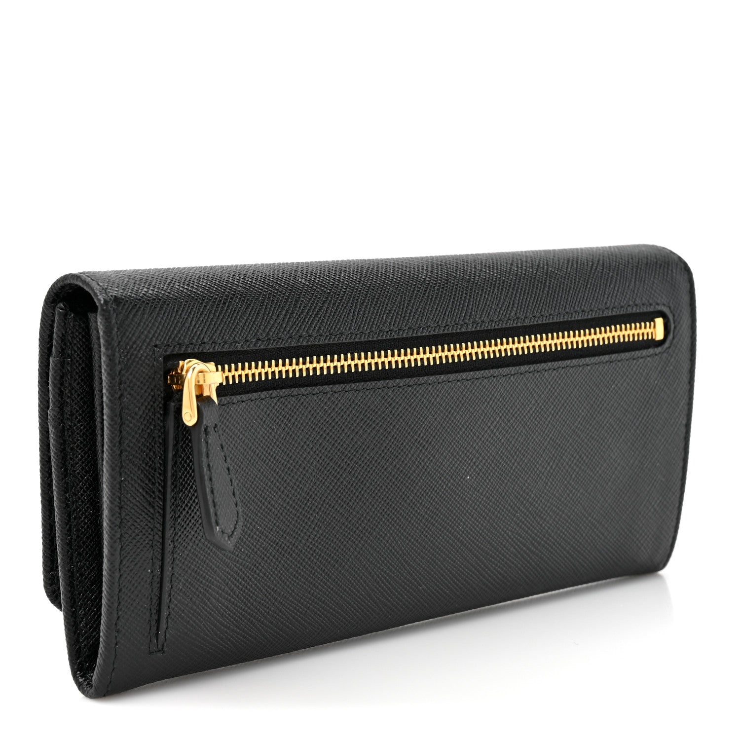 Prada Saffiano Metal Continental Flap Wallet Black 4 of 10