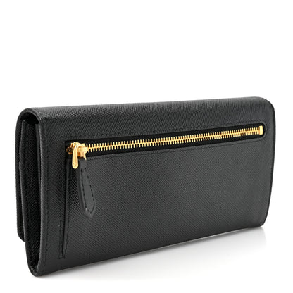 Prada Saffiano Metal Continental Flap Wallet Black 4 of 10