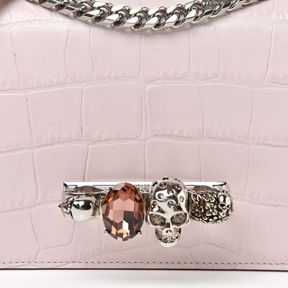Alexander McQueen Calfskin Crocodile Embossed Knuckle Shoulder Bag Light Pink 8 of 14
