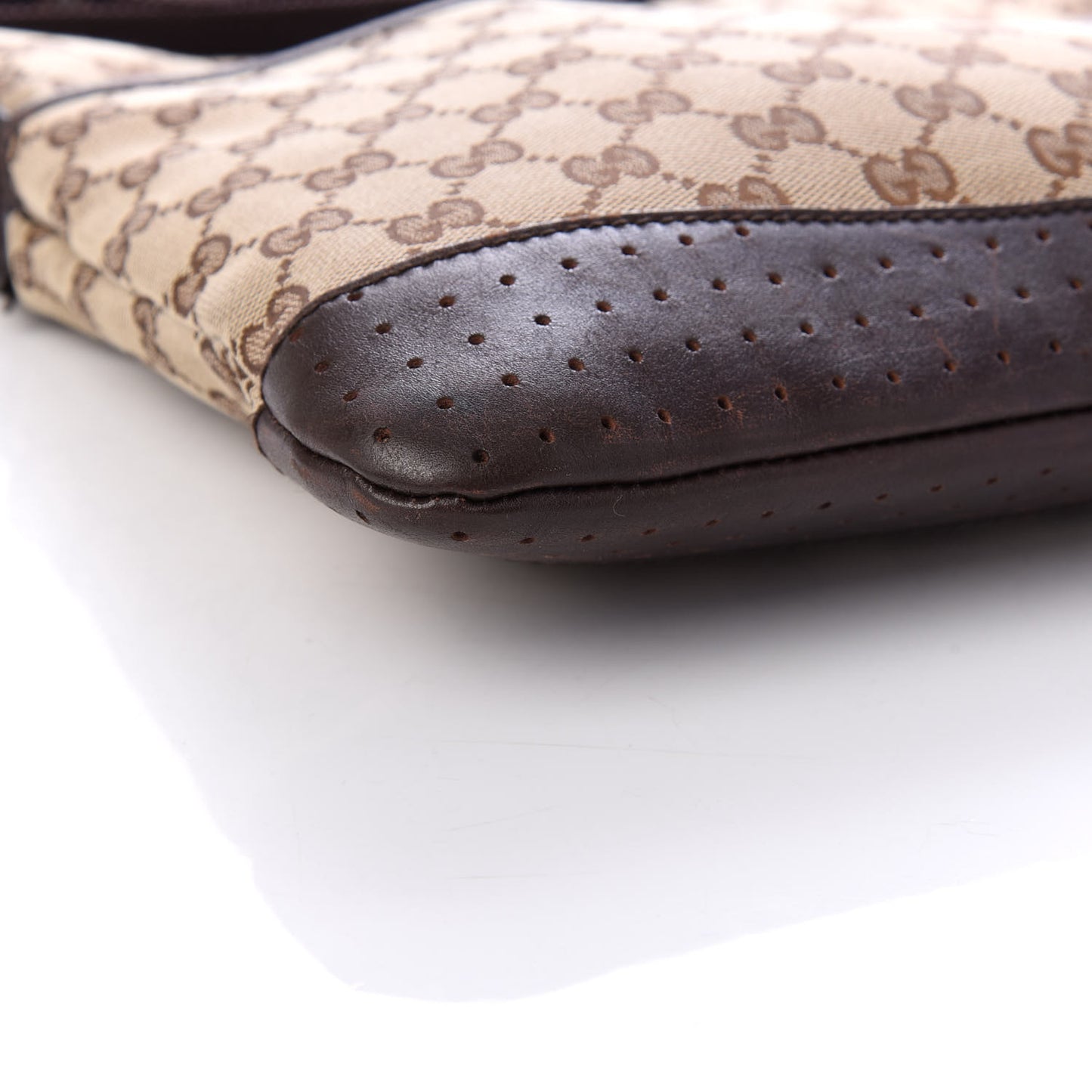 Monogram Calfskin Perforated Medium Flat Messenger Bag Dark Brown