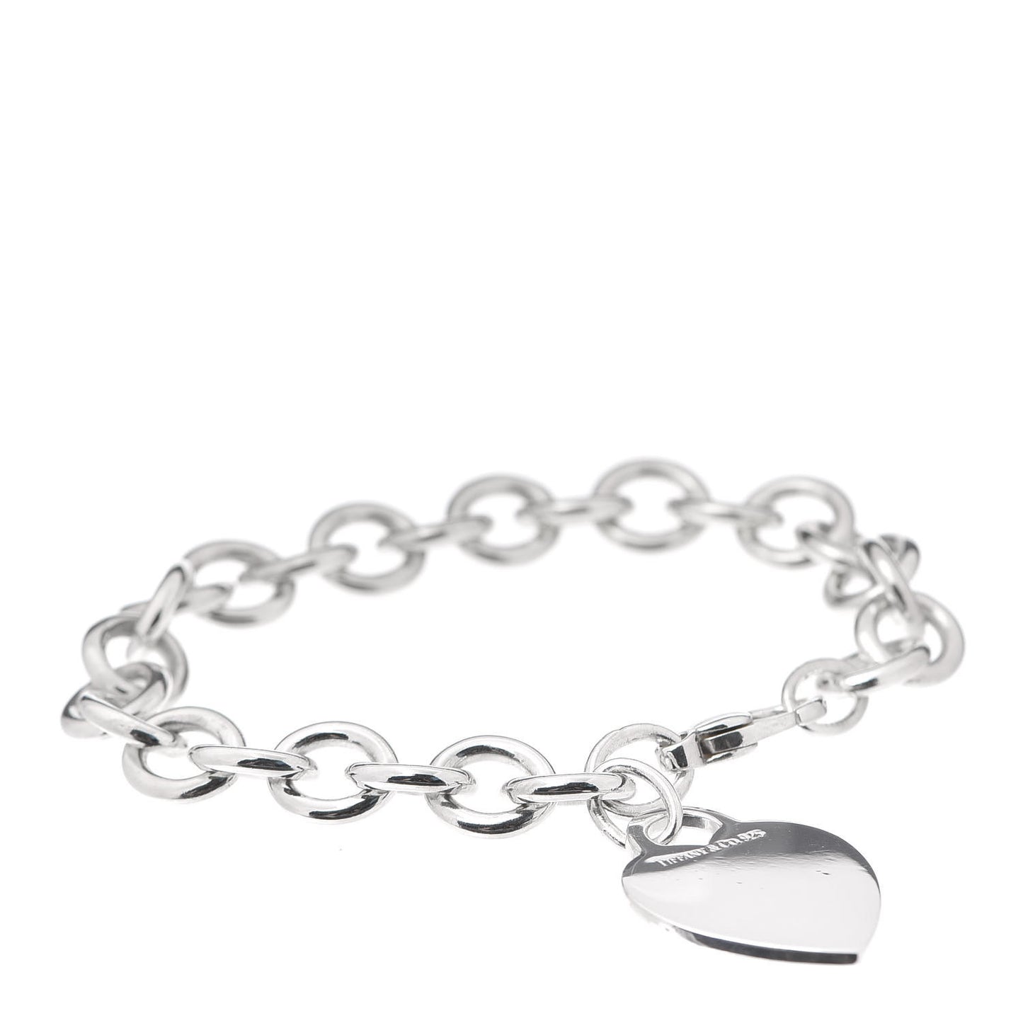 Sterling Silver Heart Tag Charm Bracelet