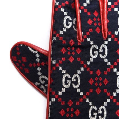 Gucci Nappa Diamante Vintage Gloves 9.5 Midnight Blue Red 3 of 6