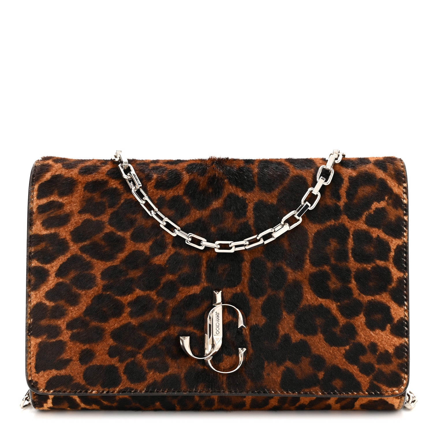 Jimmy Choo Pony Hair Leopard Varenne Chain Clutch Natural 1 of 10