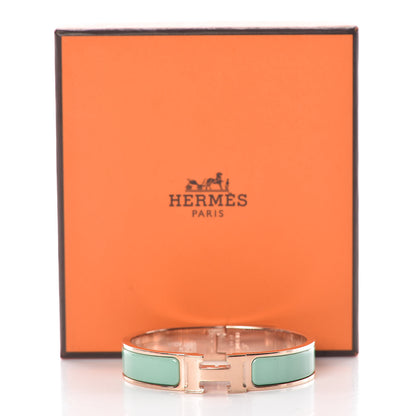 Hermes Enamel Narrow Clic Clac H Bracelet PM Vert Aqua 5 of 5