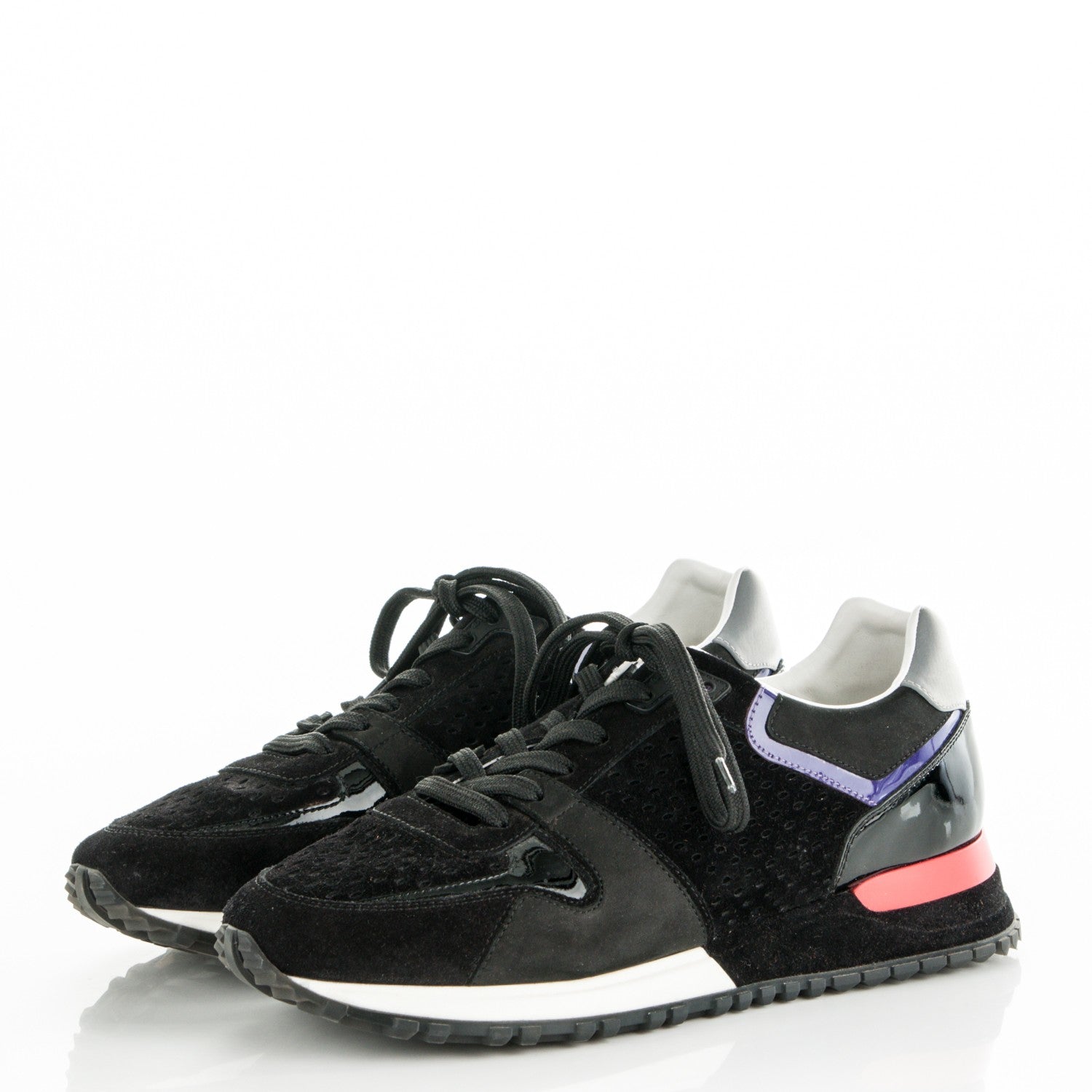 Louis Vuitton Nubuck Calfskin Perforated Run Away Sneakers 38 Black 3 of 8