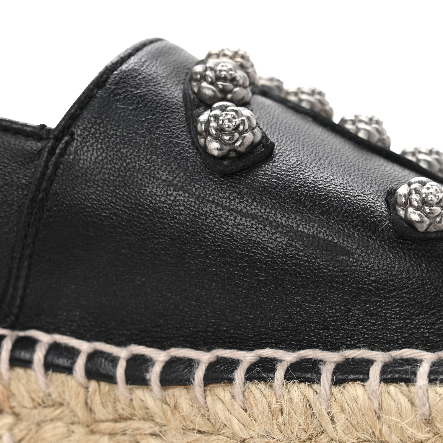 Chanel Lambskin Camellia CC Stud Espadrilles 39 Black 10 of 10