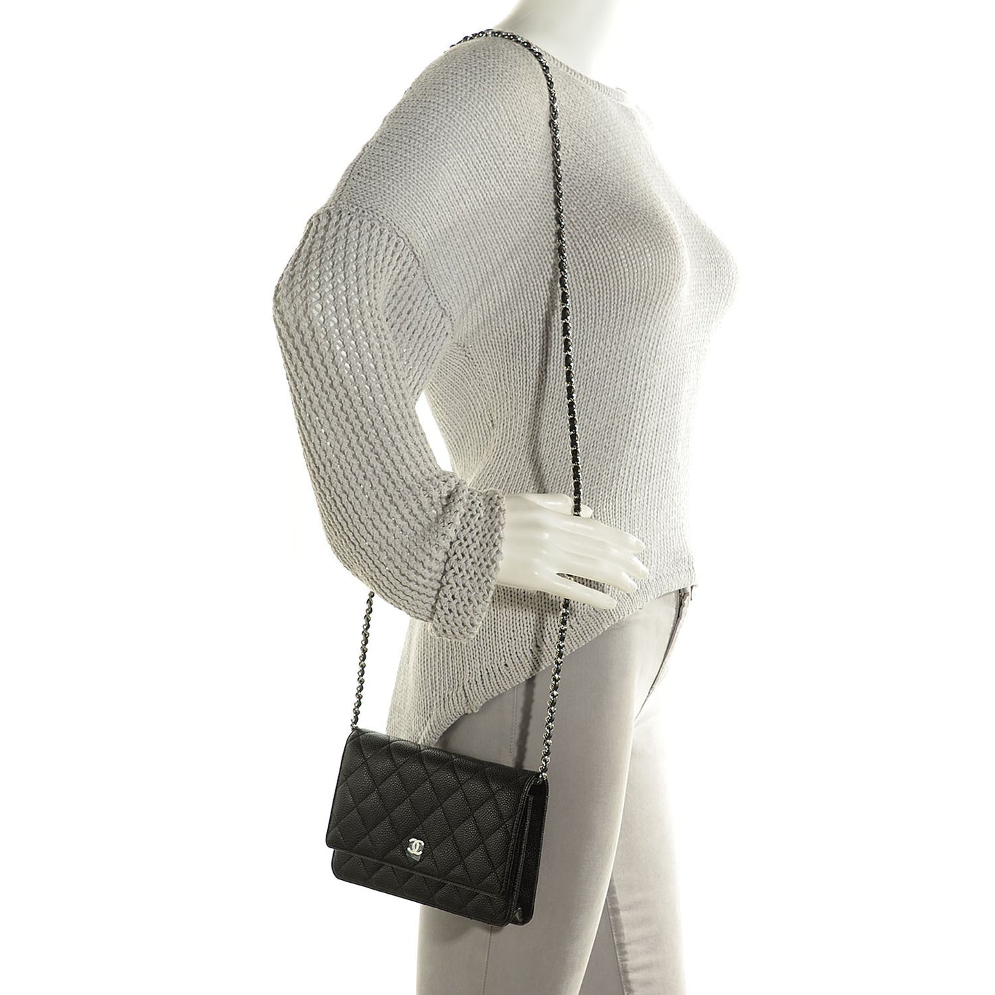 Caviar Quilted Wallet On Chain WOC Black