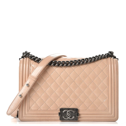 Chanel Patent Goatskin Quilted New Medium Boy Flap Beige Clair 1 of 15