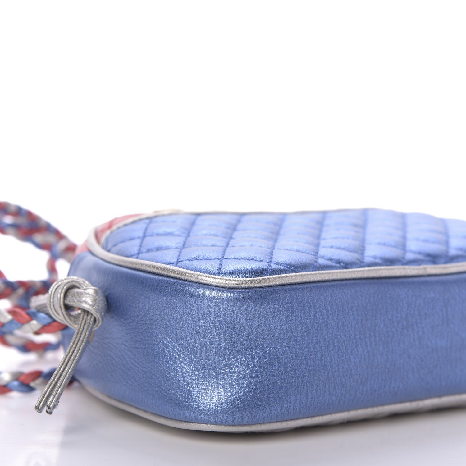 Gucci Laminated Nappa Trapuntata Mini Zumi Dome Shoulder Bag Rosso Marine Argento 6 of 10