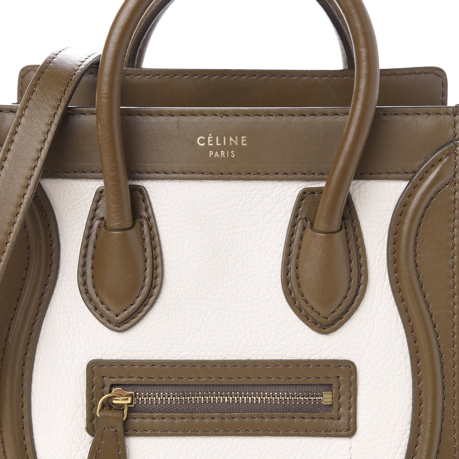 Celine Calfskin Suede Nano Tri-Color Luggage Cream 11 of 12