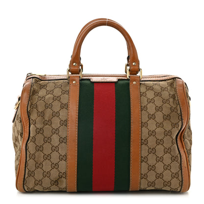Gucci Monogram Vintage Web Medium Boston Tan 1 of 16