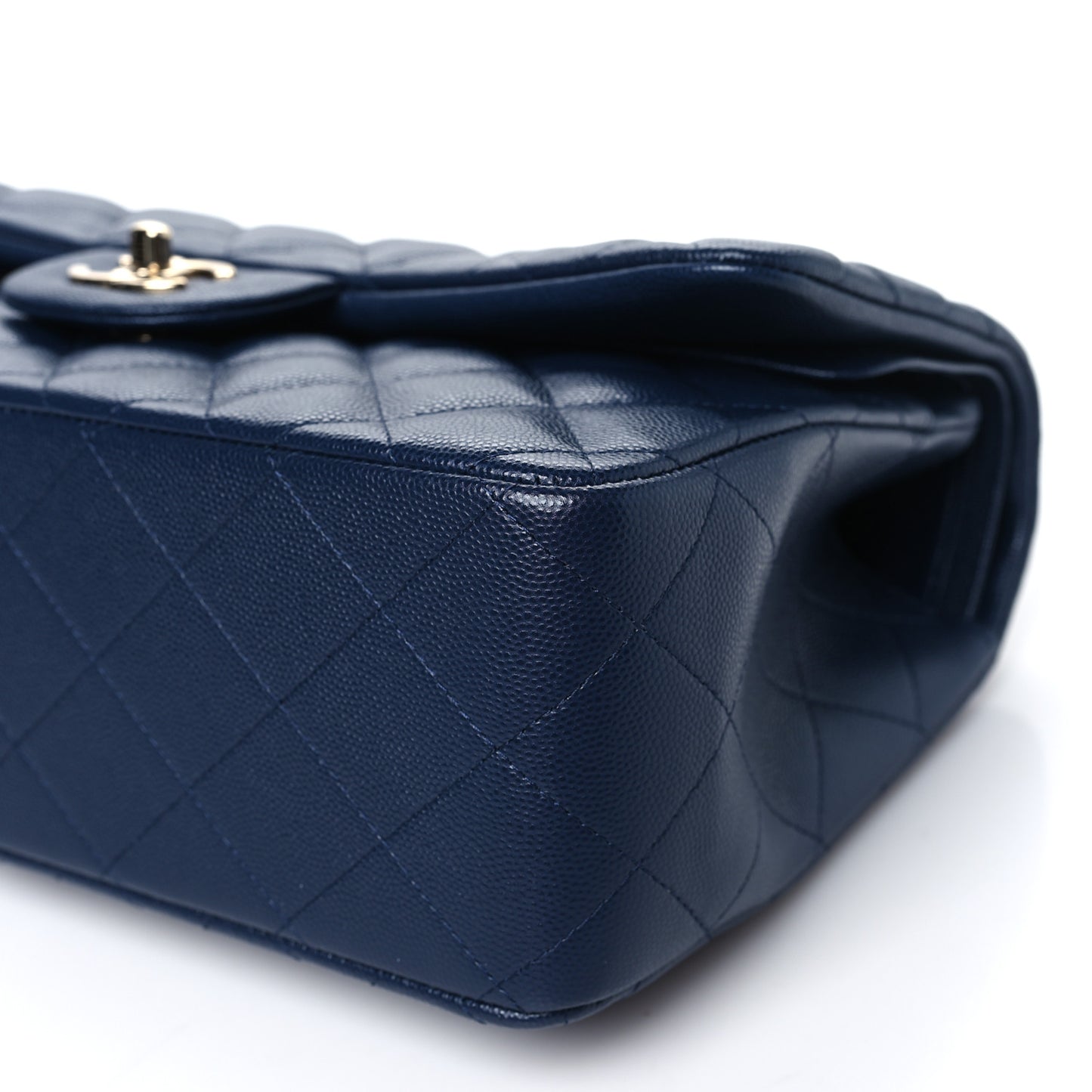 Caviar Quilted Jumbo Double Flap Navy Blue