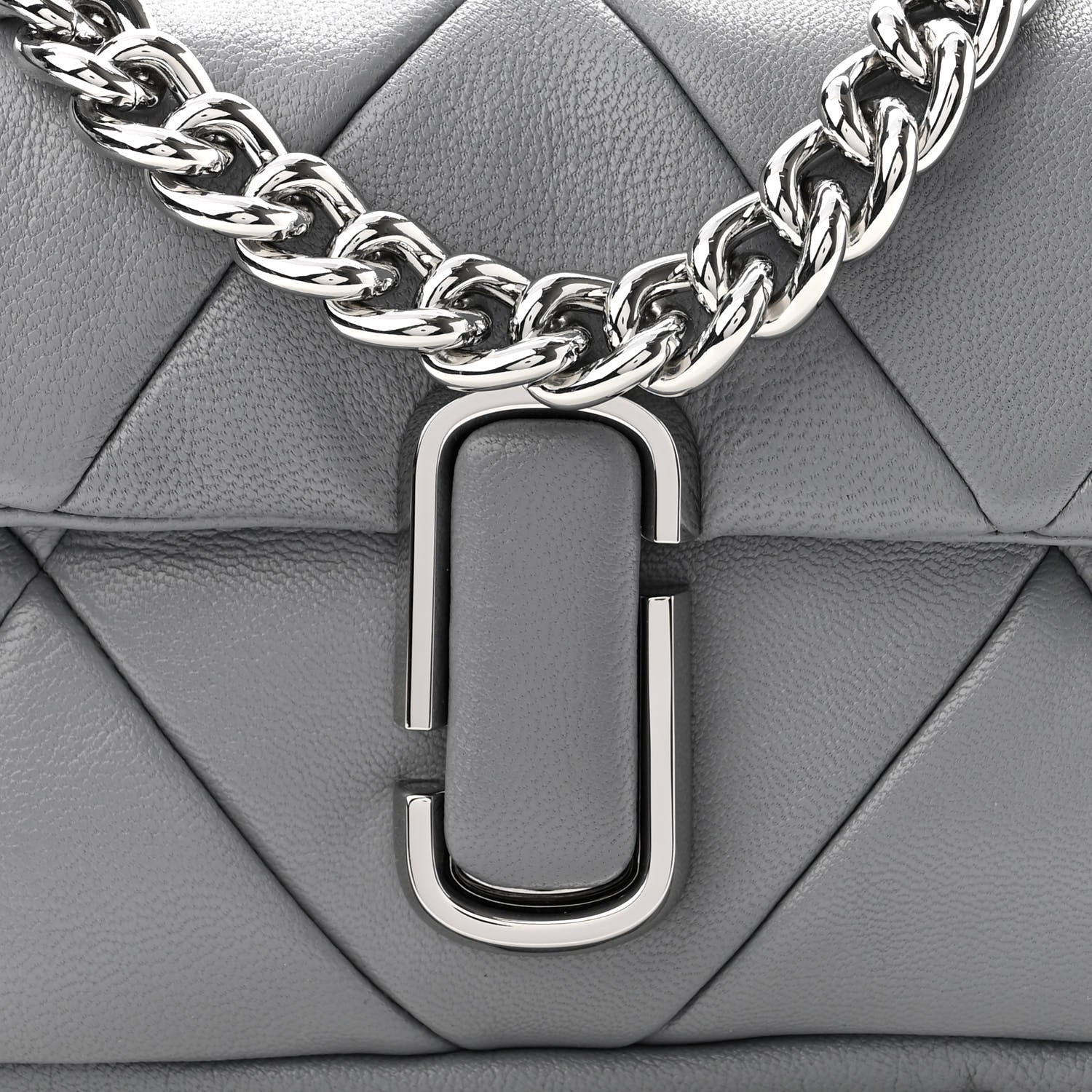 Marc Jacobs Goatskin Quilted J The Puffy Diamond Shoulder Bag Wolf Grey 8 of 10
