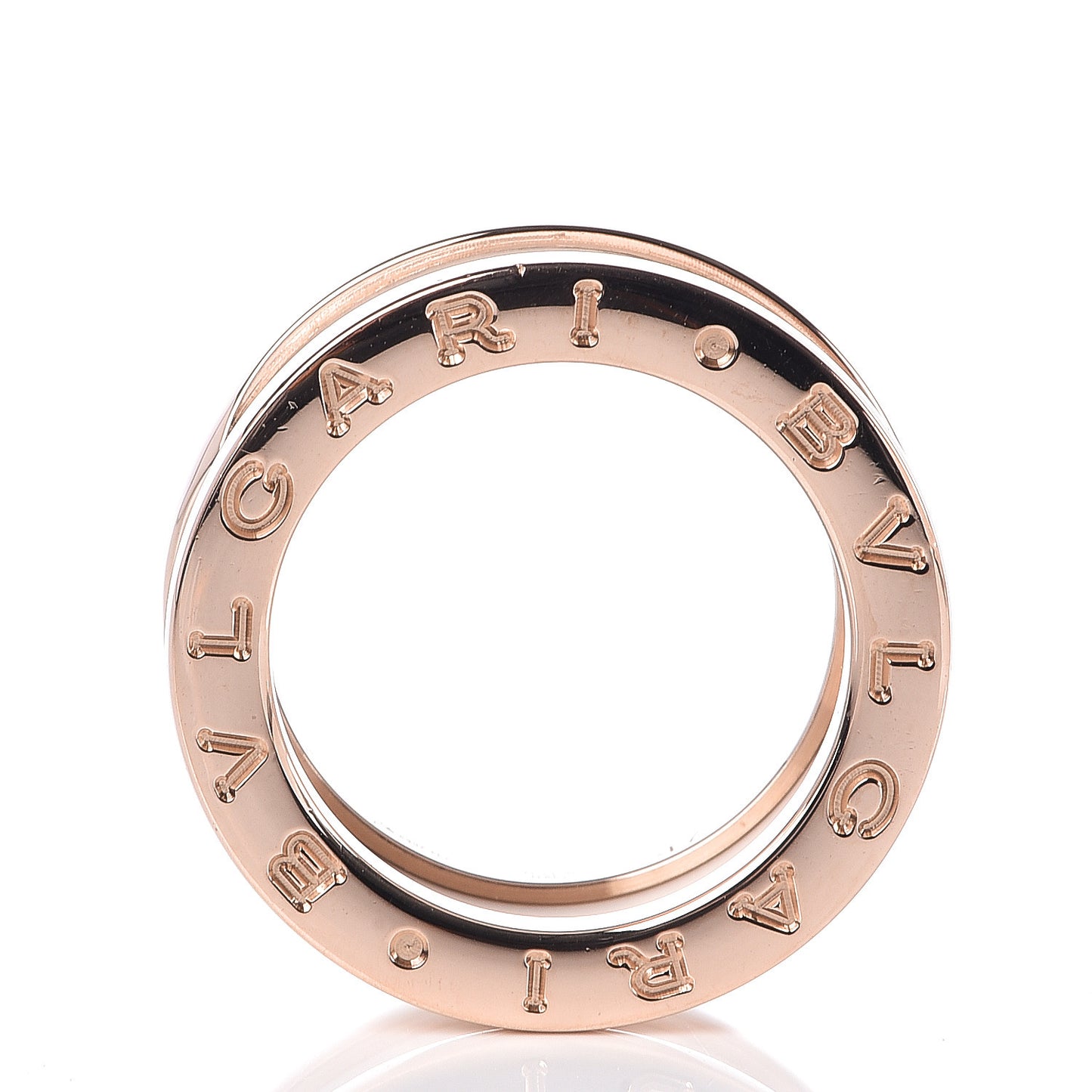 18K Rose Gold White Ceramic B.Zero1 Two-Band Ring 47 4